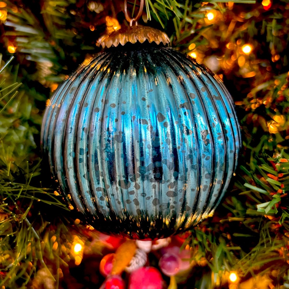 Deep Blue Glass Ornament, set of 4